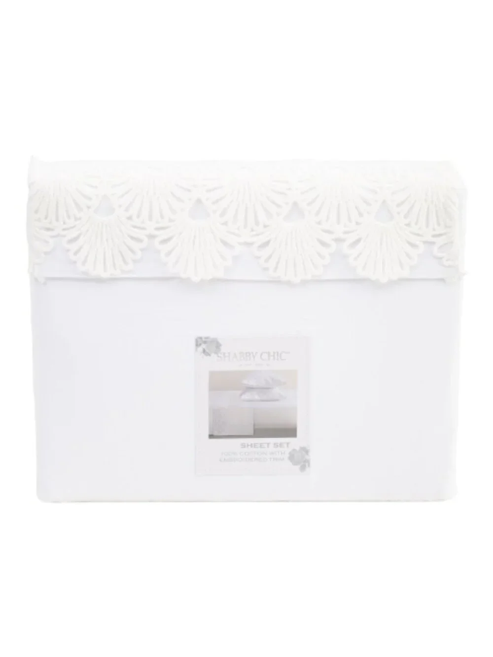 SHABBY CHIC Cotton Shelly Lace Trim Sheet Set
